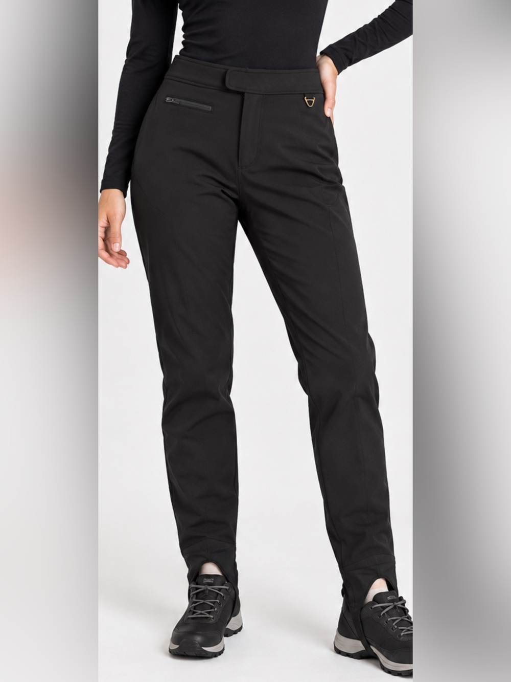 Eddie Bauer EBTEK Women’s Black Schoeller Ski Stirrup Pants Wool Blend